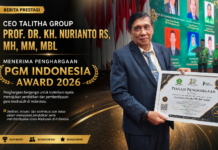CEO TALITHA GROUP Prof.Dr.KH.NURIANTO RS,MH,MM,MBL MENERIMA PENGHARGAAN PGM INDONESIA AWARD 2026